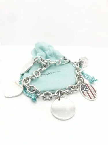 Tiffany & Co. SS Return To Tiffany American Flag Charm Bracelet